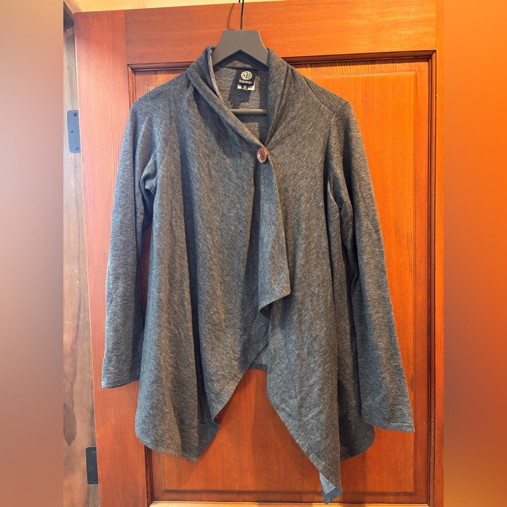 Bobeau Charcoal Gray Women's Cardigan with Button Accent